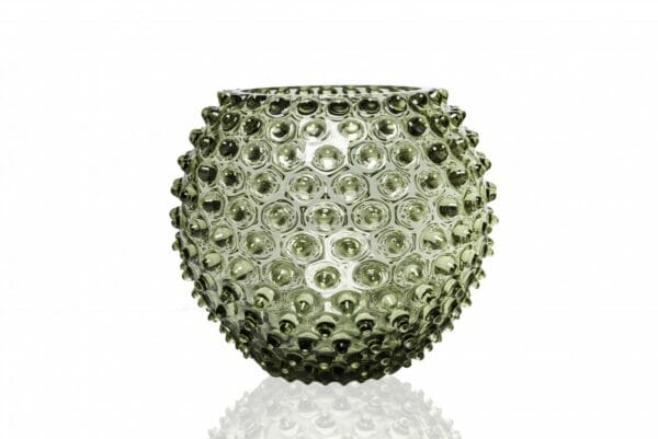 Anna Von Lipa, Hobnail Globe Vase, 18 cm., Olivengrøn
