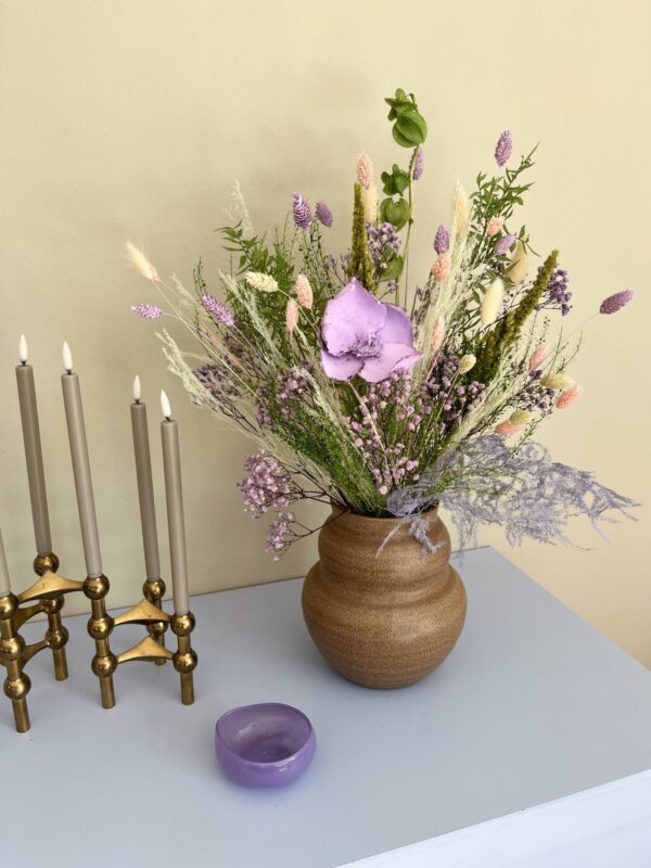Evighedsbuket, Tørrede blomster, grønne og lilla nuancer