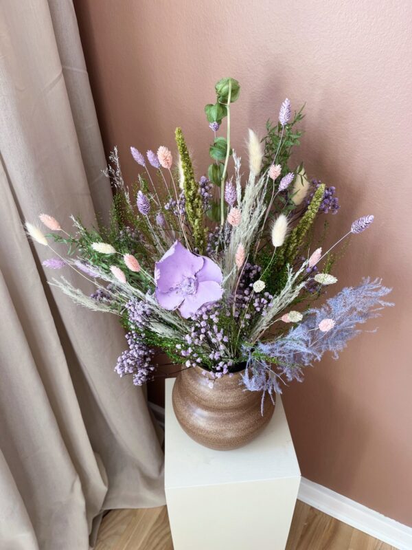 Evighedsbuket, Tørrede blomster, grønne og lilla nuancer