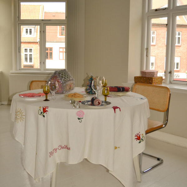 Christmas Tablecloth Off White