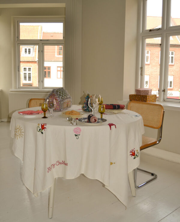 Christmas Tablecloth Off White