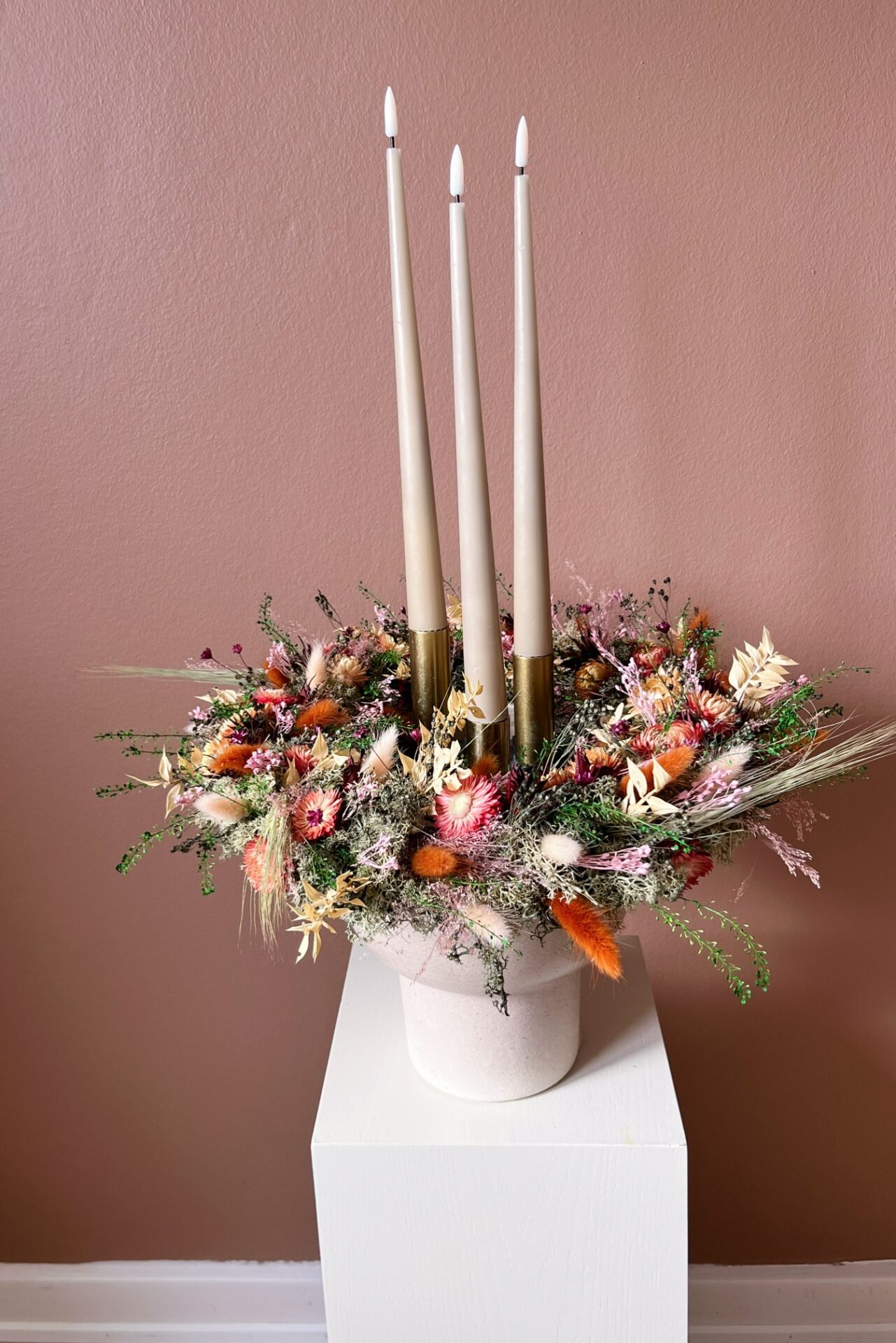 Evighedskrans, Tørrede Blomster, 30 cm, varme farver - Billede 3